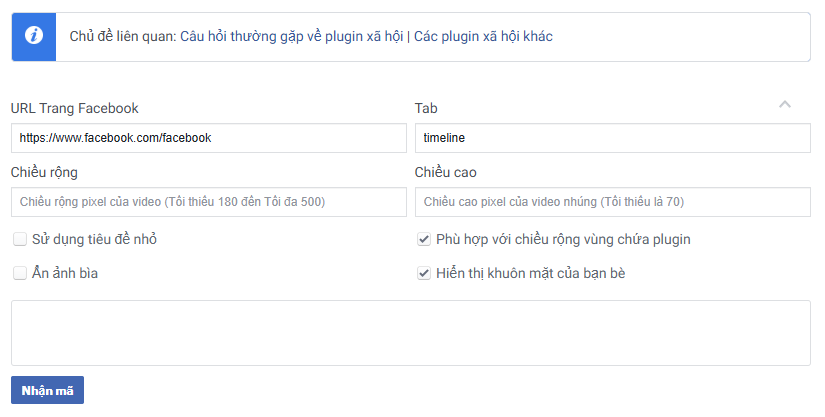 Vào plugin của facebook