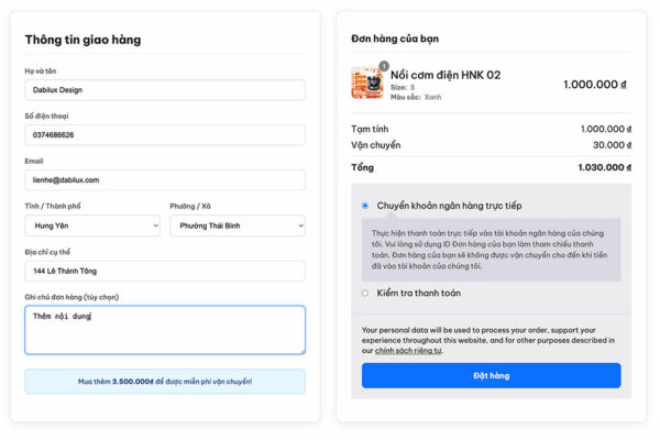 Plugin dabilux checkout